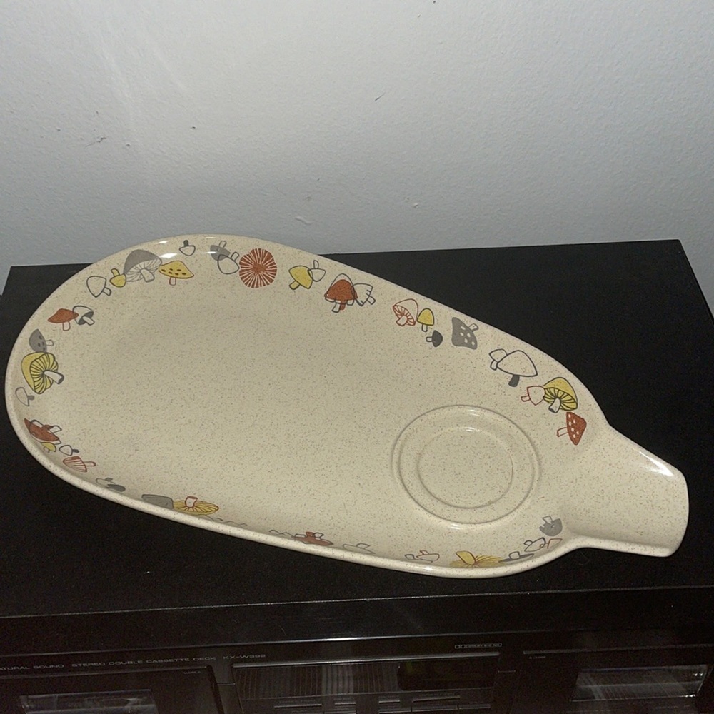 Vintage Franciscan Woodlore Mushroom Pattern Snack Plate